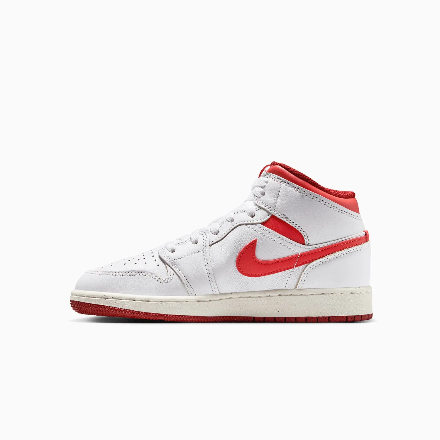 Kid's Air Jordan 1 Mid SE "White Dune Red" Grade School