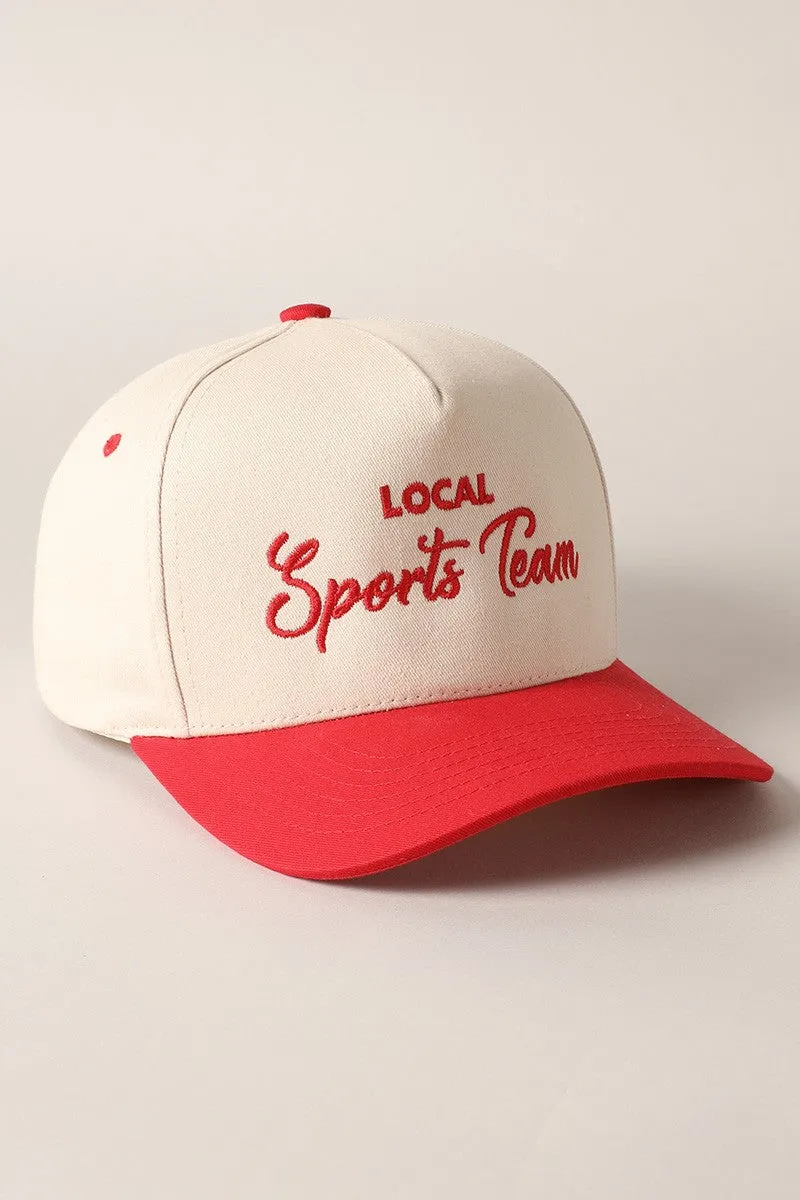 Local Sports Team Vintage Red Two-Toned Canvas Snap-Back Trucker Hat