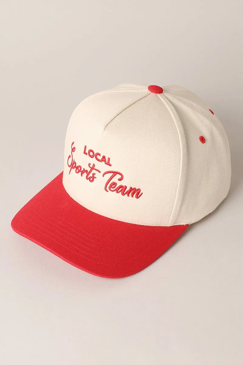 Local Sports Team Vintage Red Two-Toned Canvas Snap-Back Trucker Hat