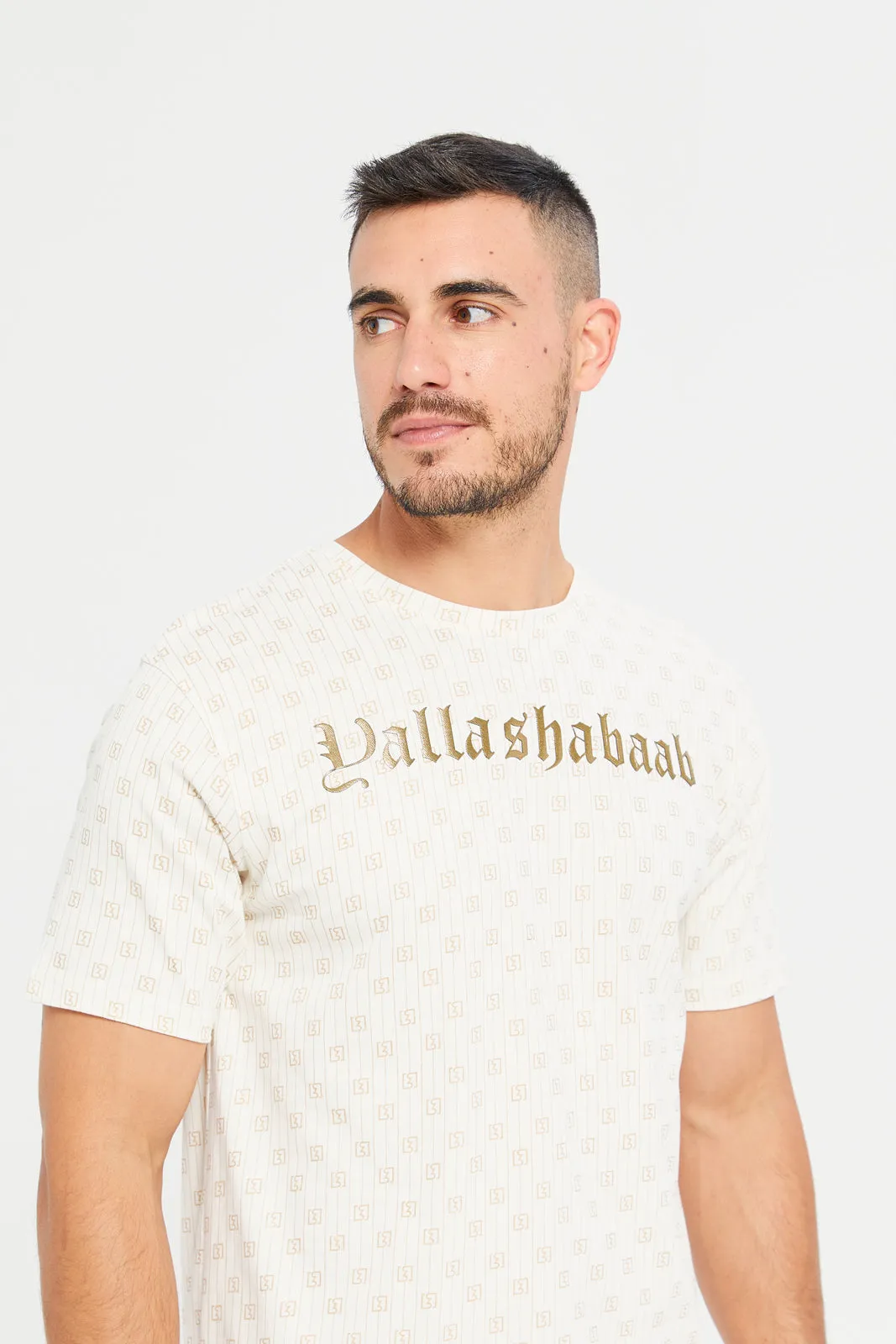 Men Beige Yalla Shabaab Casual T-Shirt