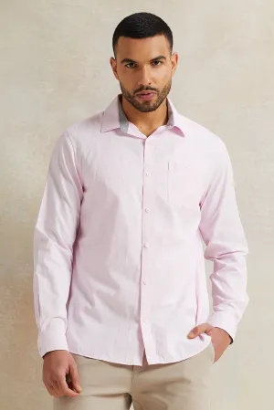 Men Pink Striped Shirt