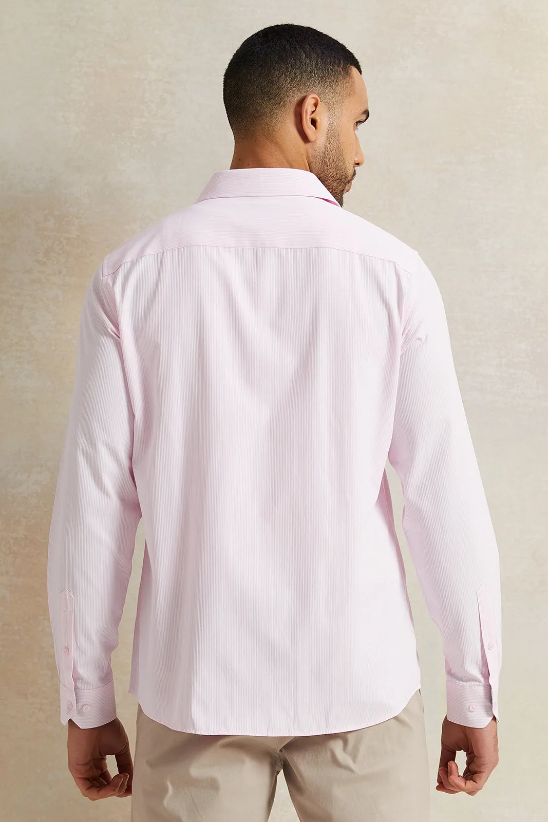 Men Pink Striped Shirt