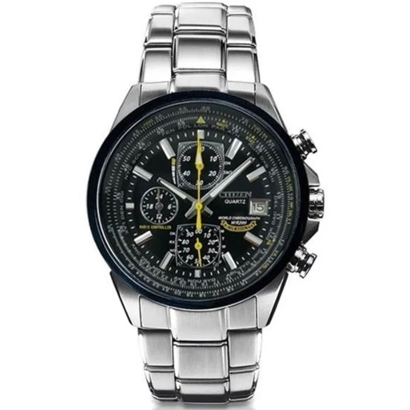 Men's multi-function quartz watch with multiple buttons