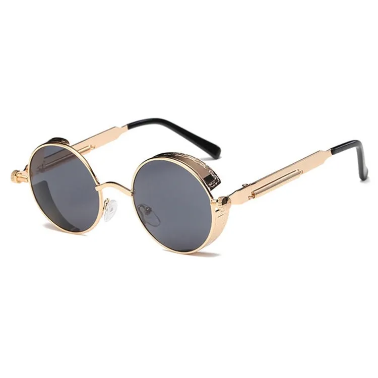 Metal Round Frame Steampunk Retro Sunglasses for Men Women(2)