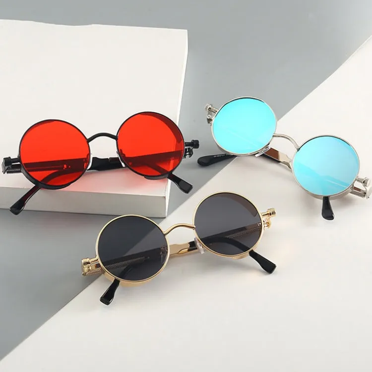 Metal Round Frame Steampunk Retro Sunglasses for Men Women(2)