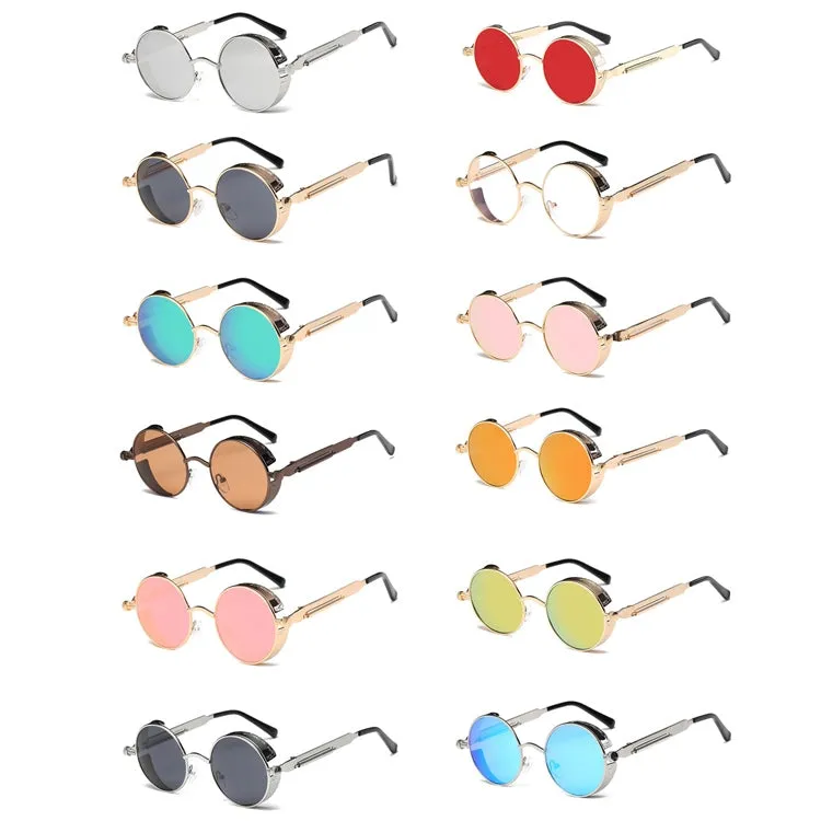 Metal Round Frame Steampunk Retro Sunglasses for Men Women(2)