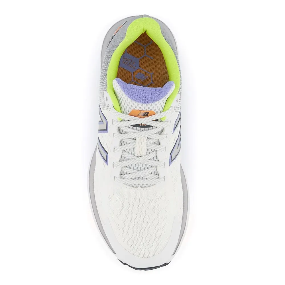 'New Balance' Women's Fresh Foam 680v7 - White / Light Aluminum & Vibrant Violet