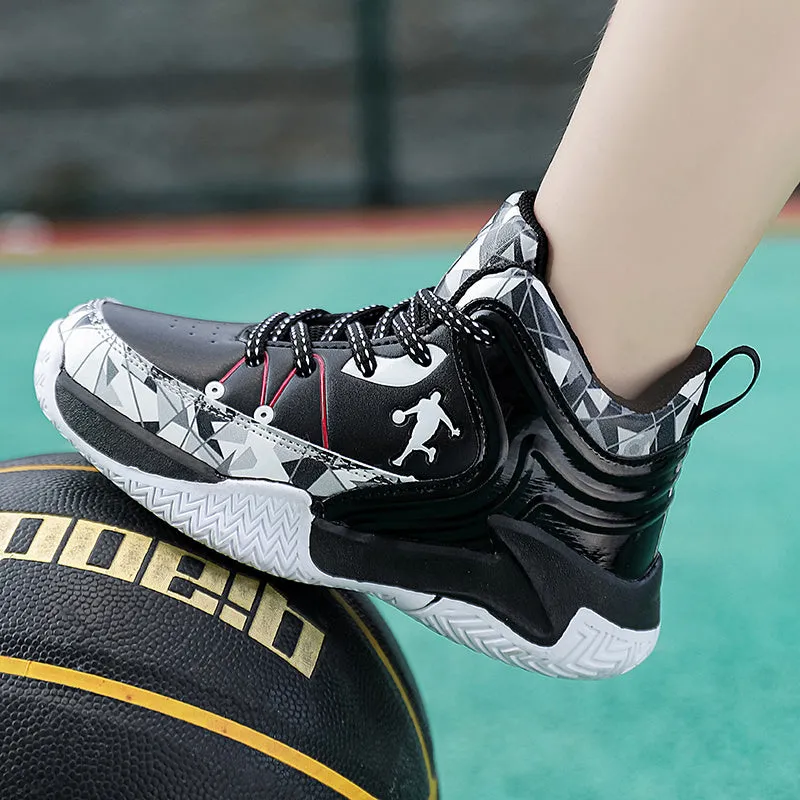 New leather children's basketball sneakers teenagers primary and secondary school students student trend sports casual shoes