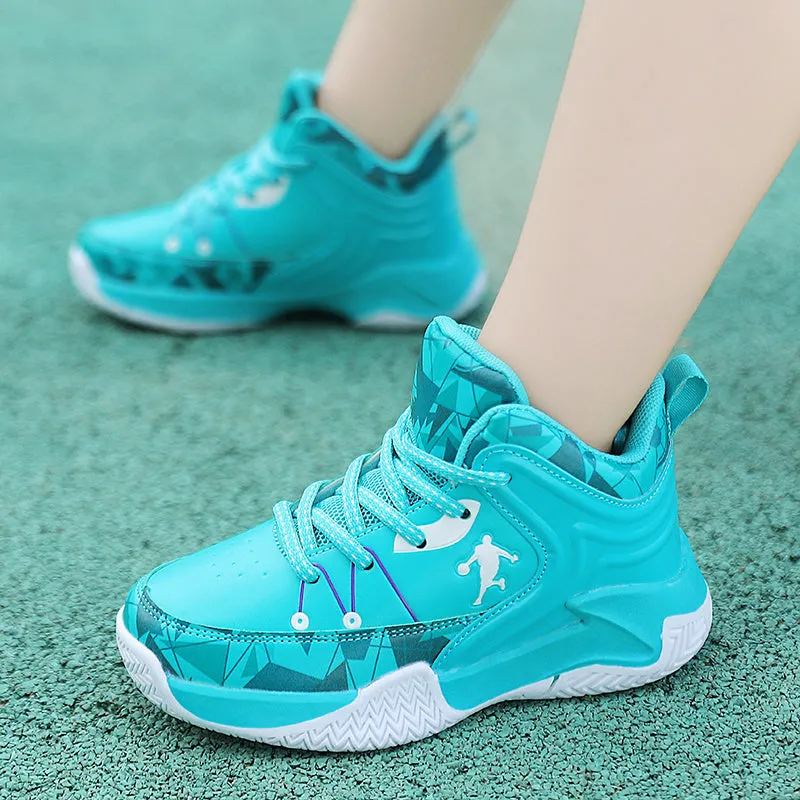 New leather children's basketball sneakers teenagers primary and secondary school students student trend sports casual shoes