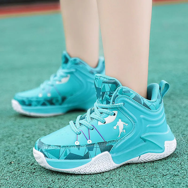 New leather children's basketball sneakers teenagers primary and secondary school students student trend sports casual shoes