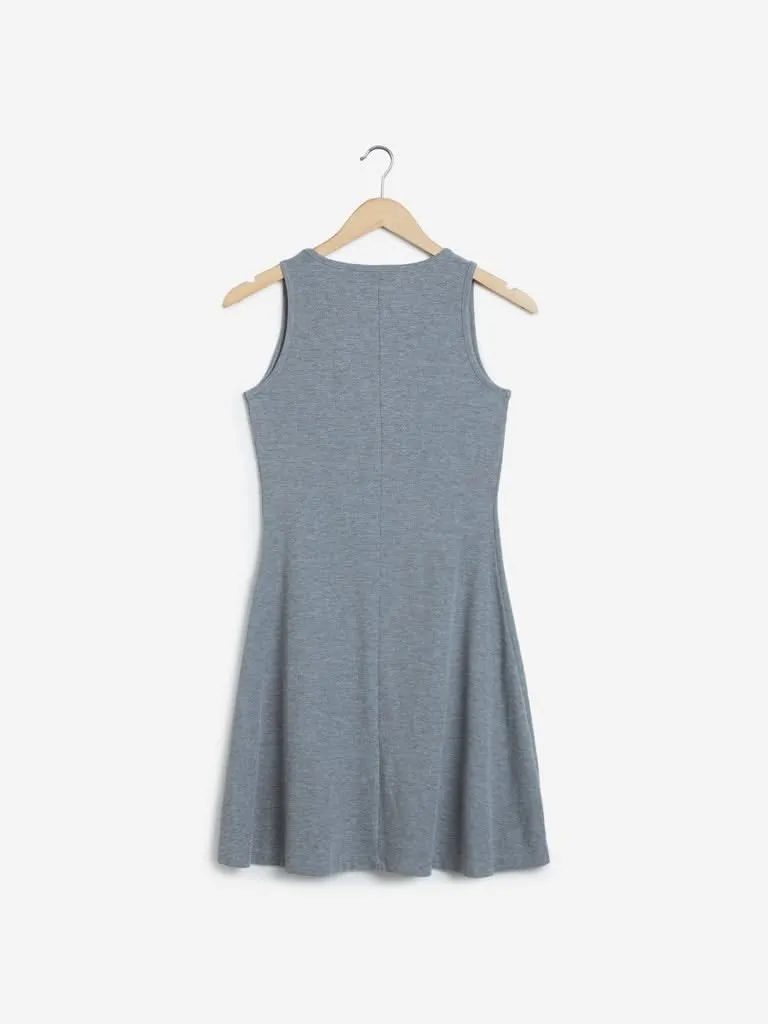 Nuon Grey Corduroy Textured Midi Dress