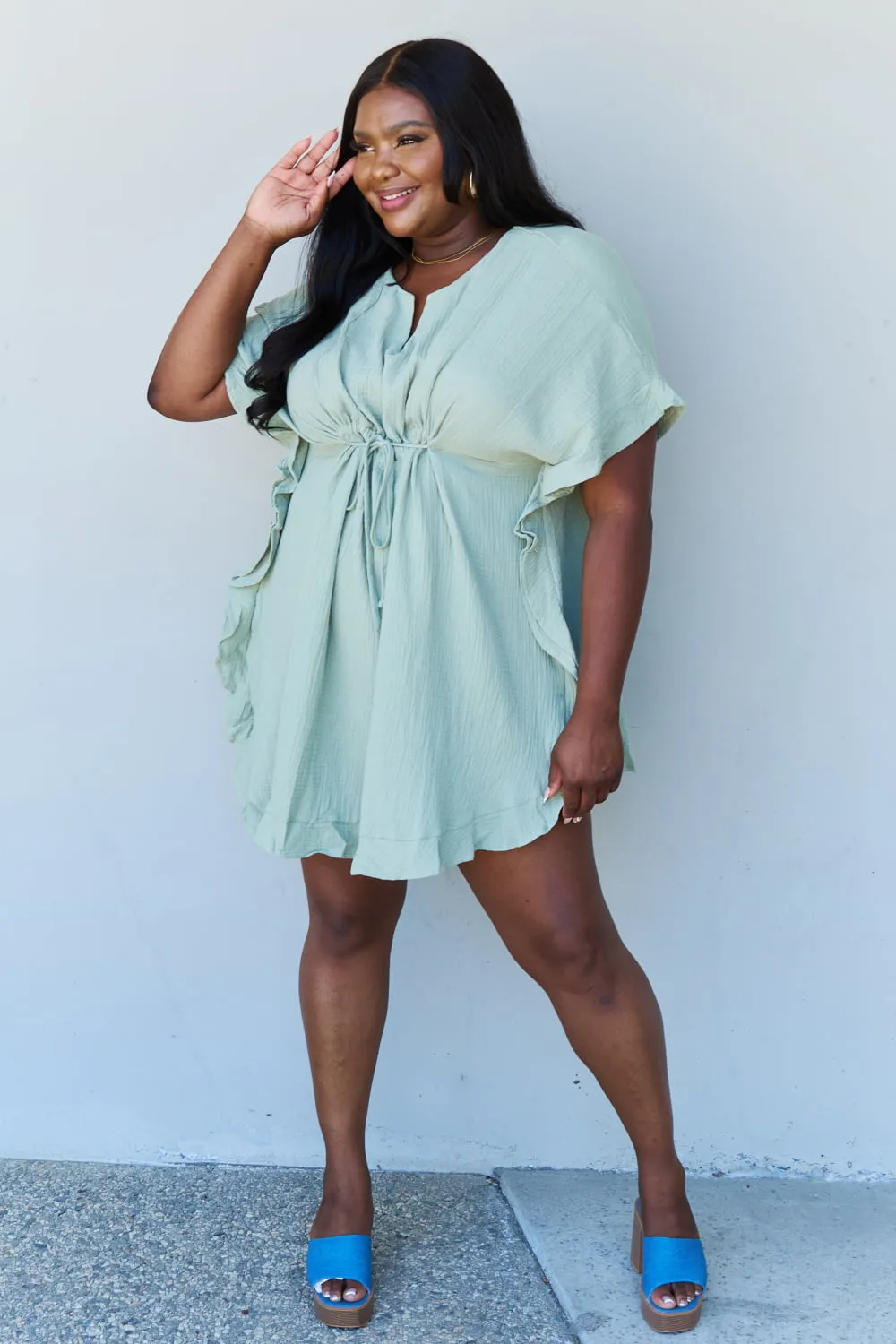 Out Of Time Ruffle Hem Dress with Drawstring Waistband