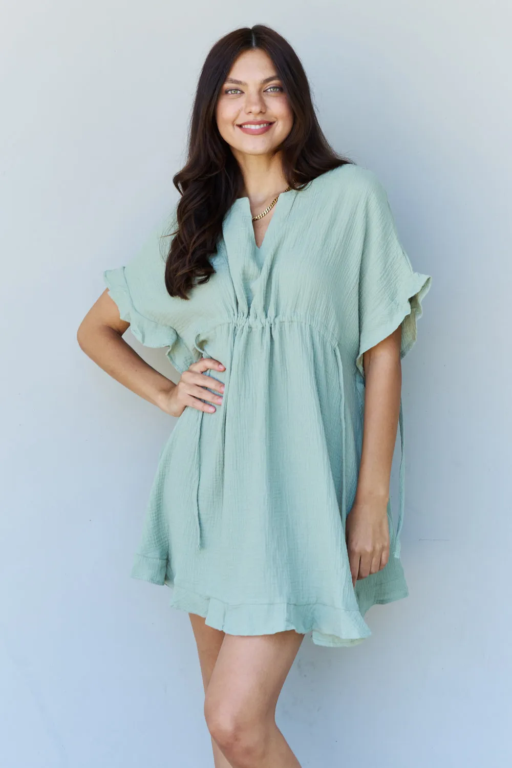 Out Of Time Ruffle Hem Dress with Drawstring Waistband