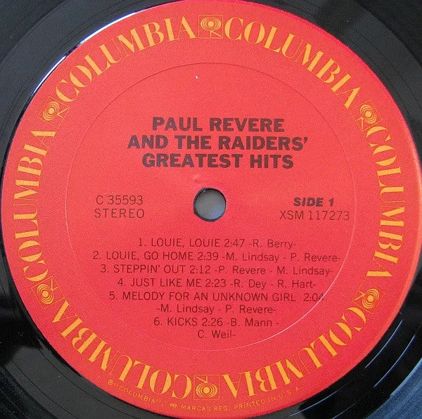 Paul Revere & The Raiders - Greatest Hits (LP, Comp, RE) (VG )