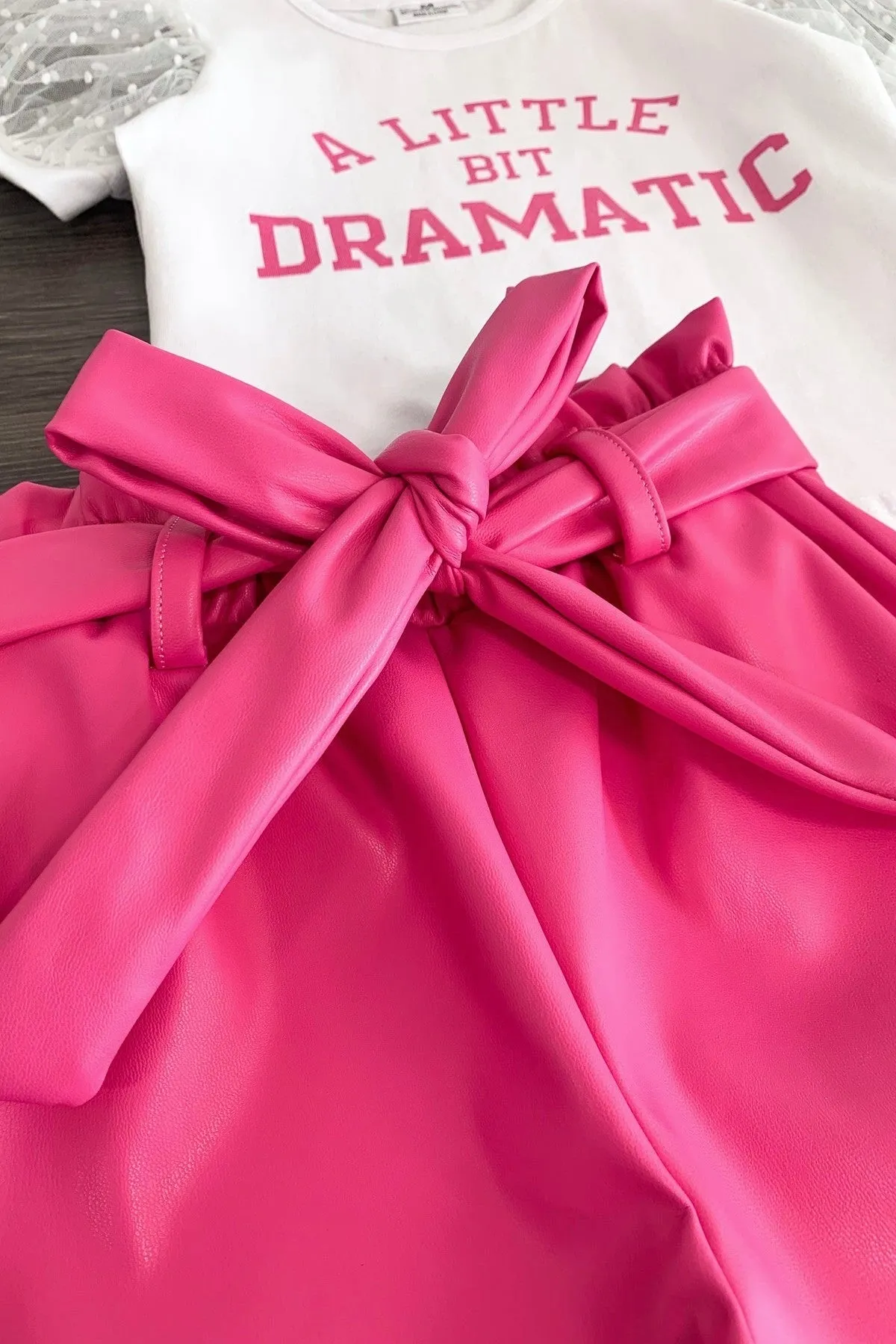 "A Little Bit Dramatic" Pink Pleather Short Set