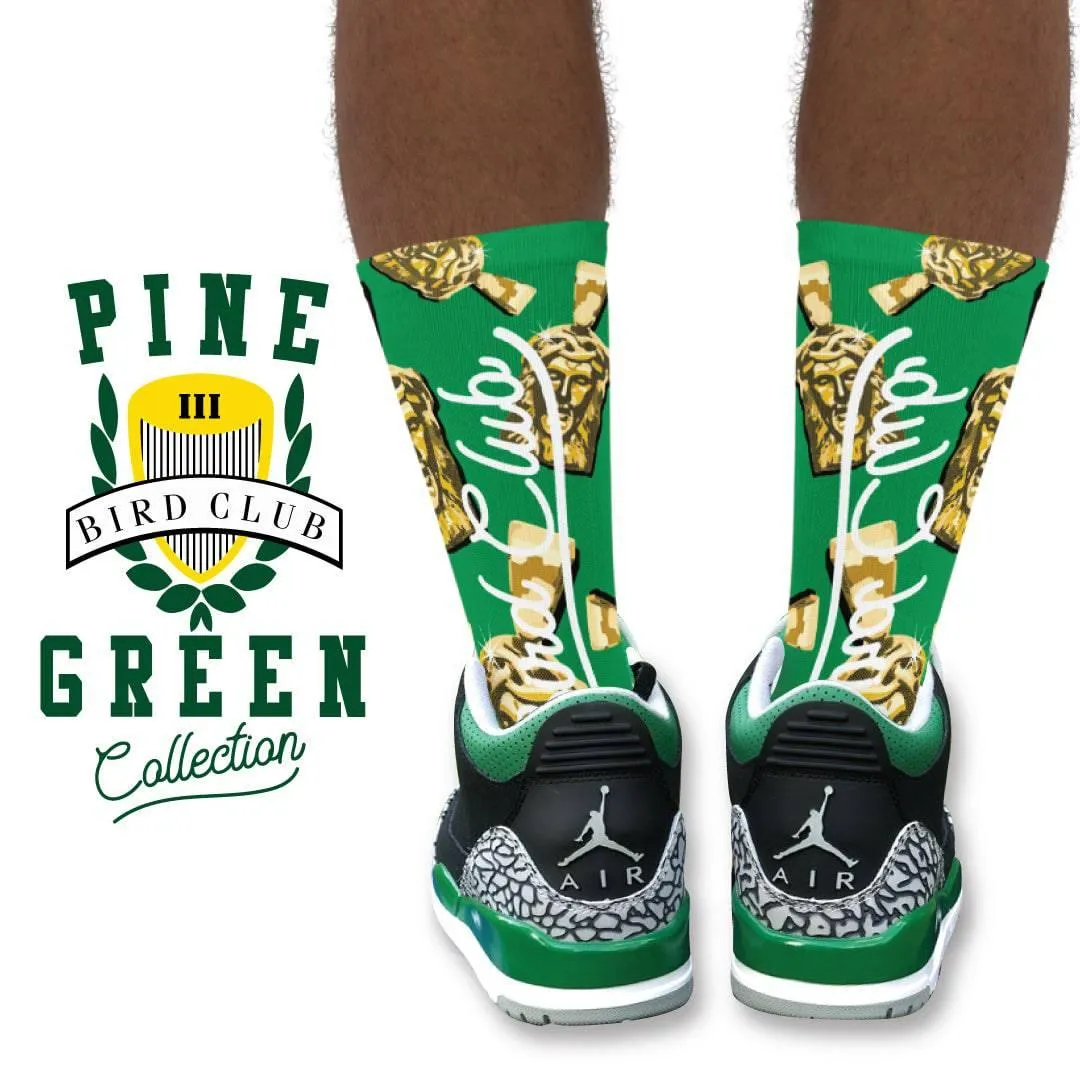 Retro 3 Pine Green Socks