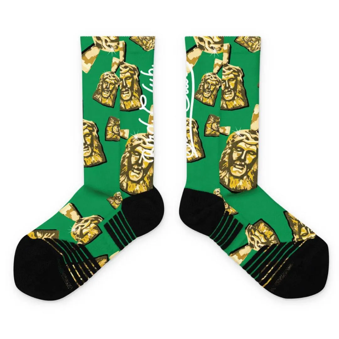 Retro 3 Pine Green Socks