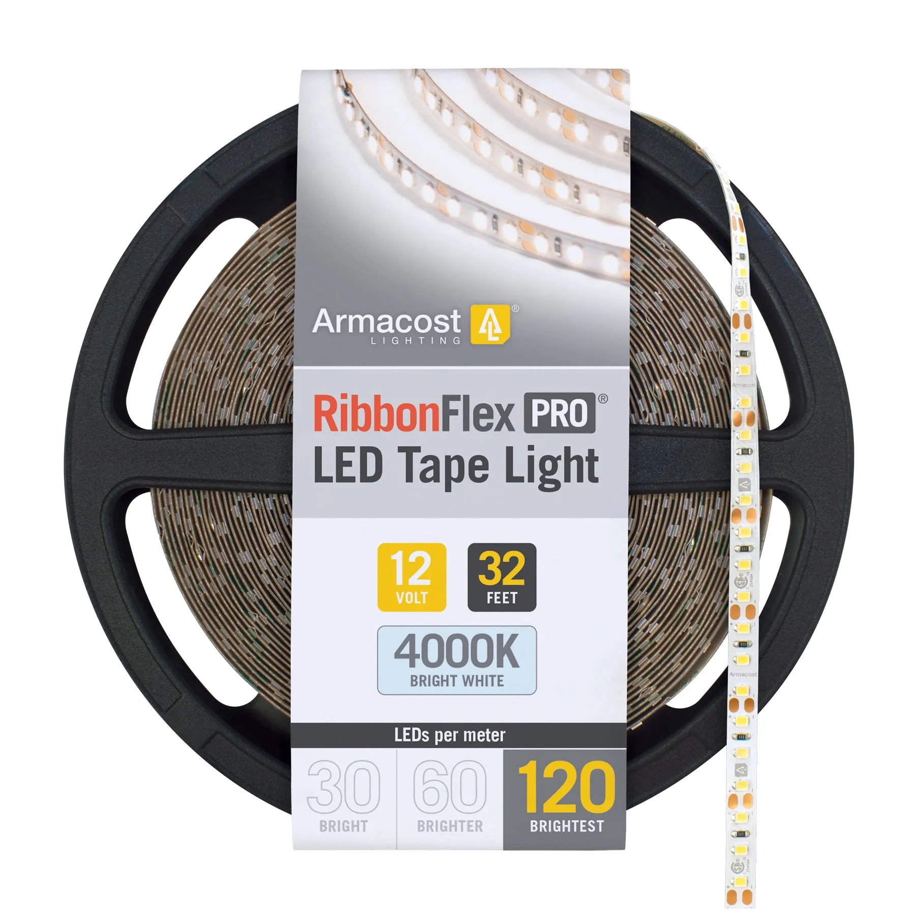 RibbonFlex Pro 12V White LED Tape Light 120 LED/m, 3000K or 4000K