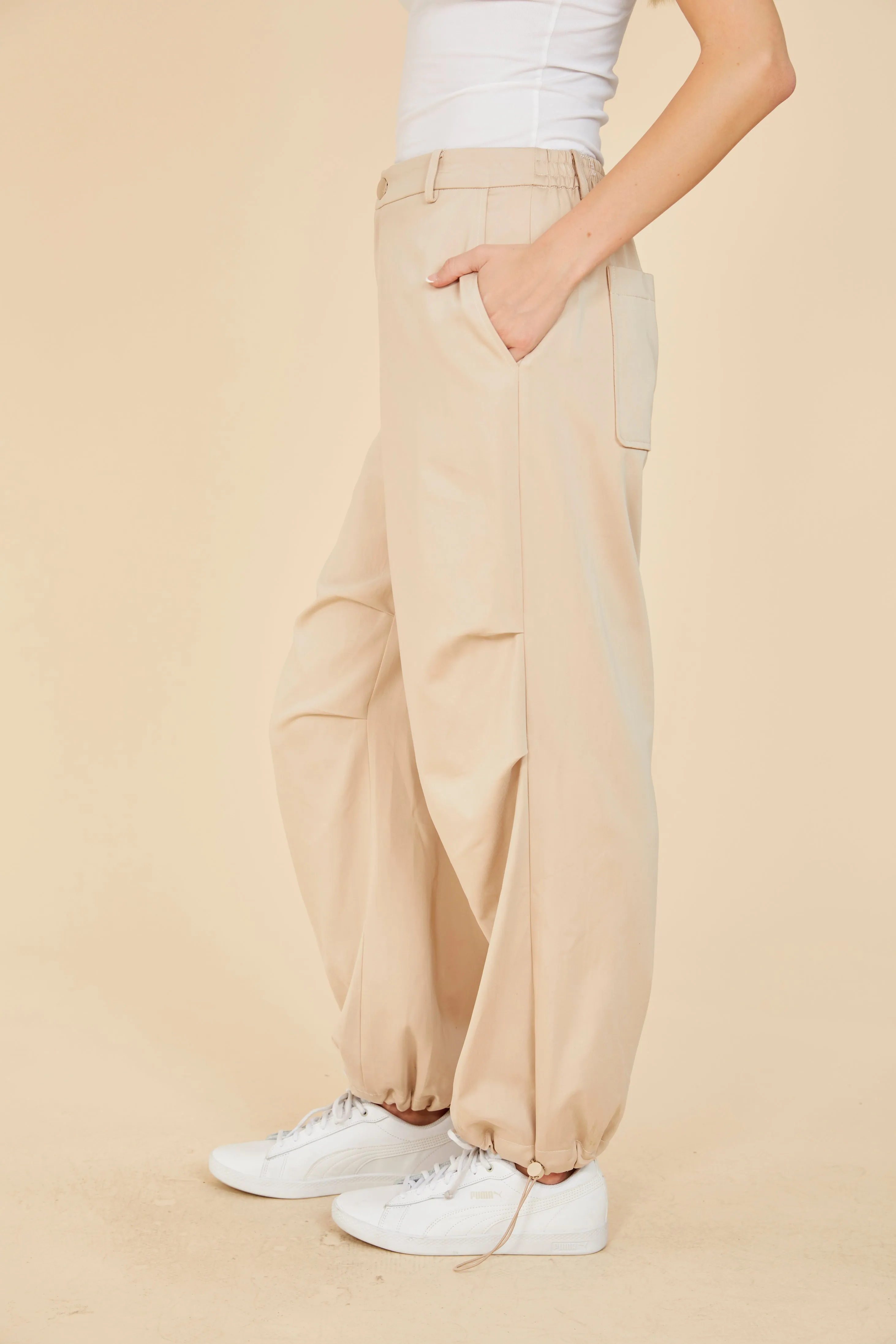 Ruched Knee Drawstring Trousers