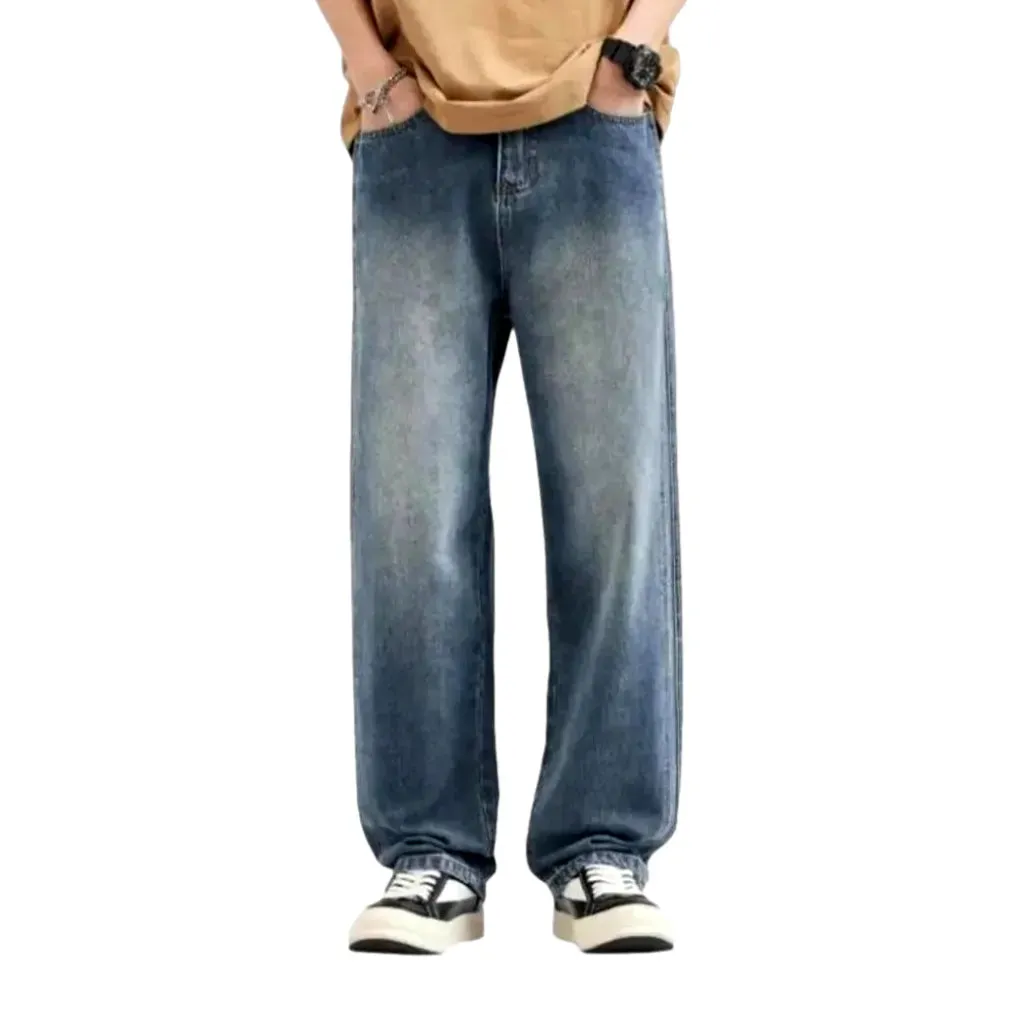 Sanded medium pattern retro men's jeans