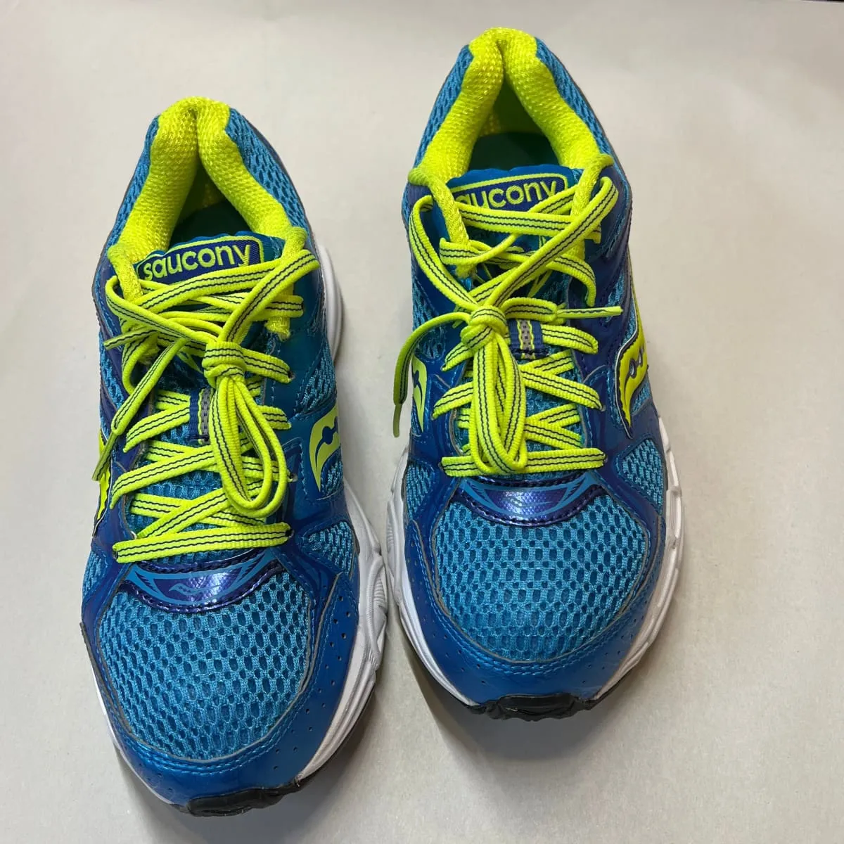 SAUCONY Women's Grid Cohesion 6 -Blue/Citron- Running Shoe - Size 7M Preowned