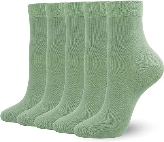 SERISIMPLE Women Ankle Socks Bamboo Crew Thin Ankle Height Boot Lightweight Color Anti Odor Soft Breathable Sock 5 Pairs