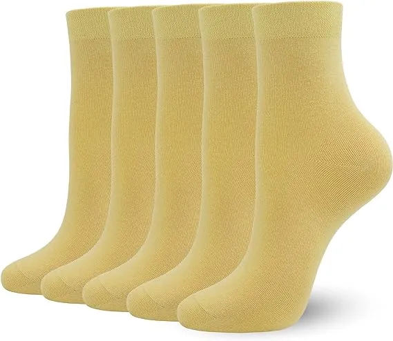 SERISIMPLE Women Ankle Socks Bamboo Crew Thin Ankle Height Boot Lightweight Color Anti Odor Soft Breathable Sock 5 Pairs