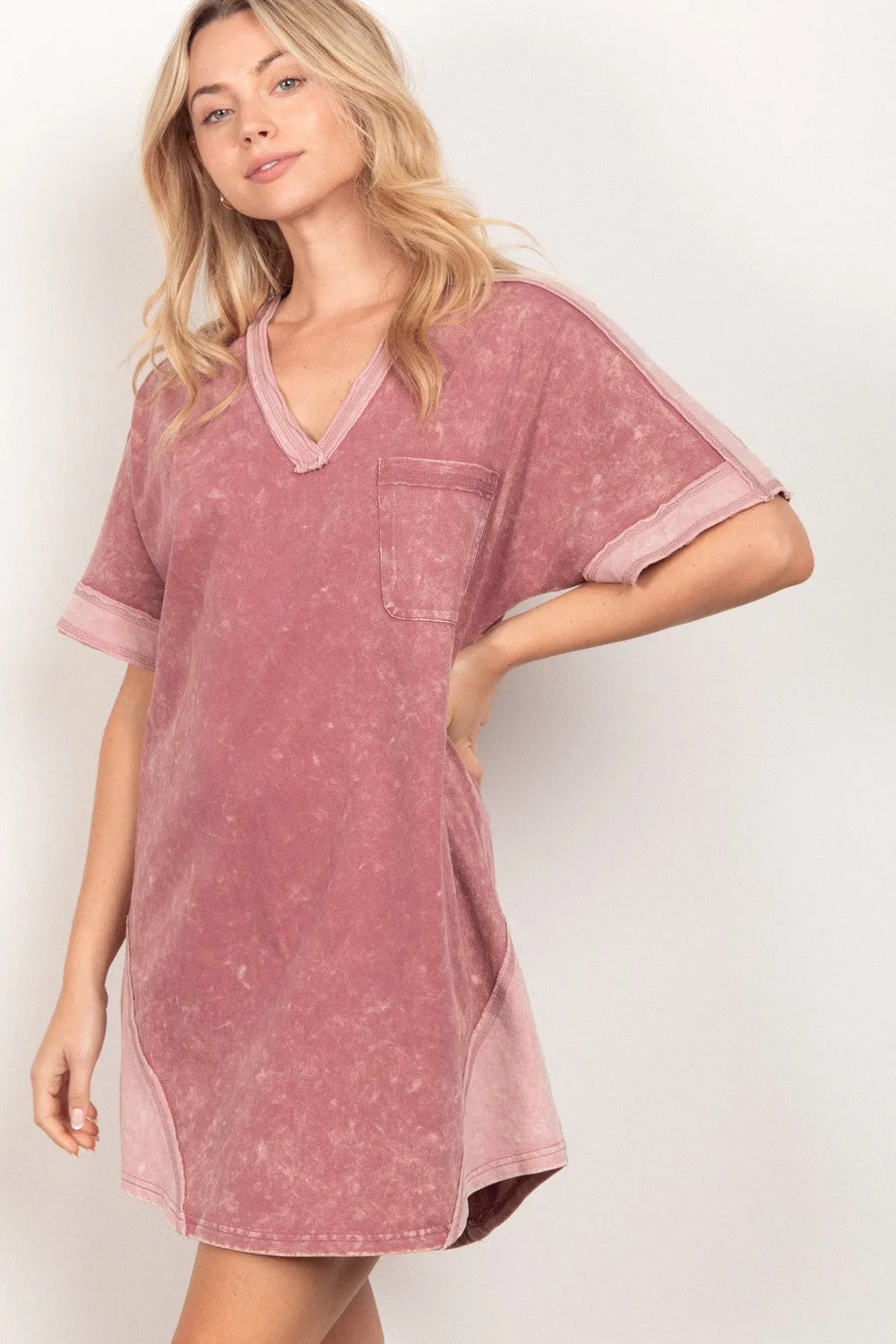 Short Sleeve V-Neck Tee Dress