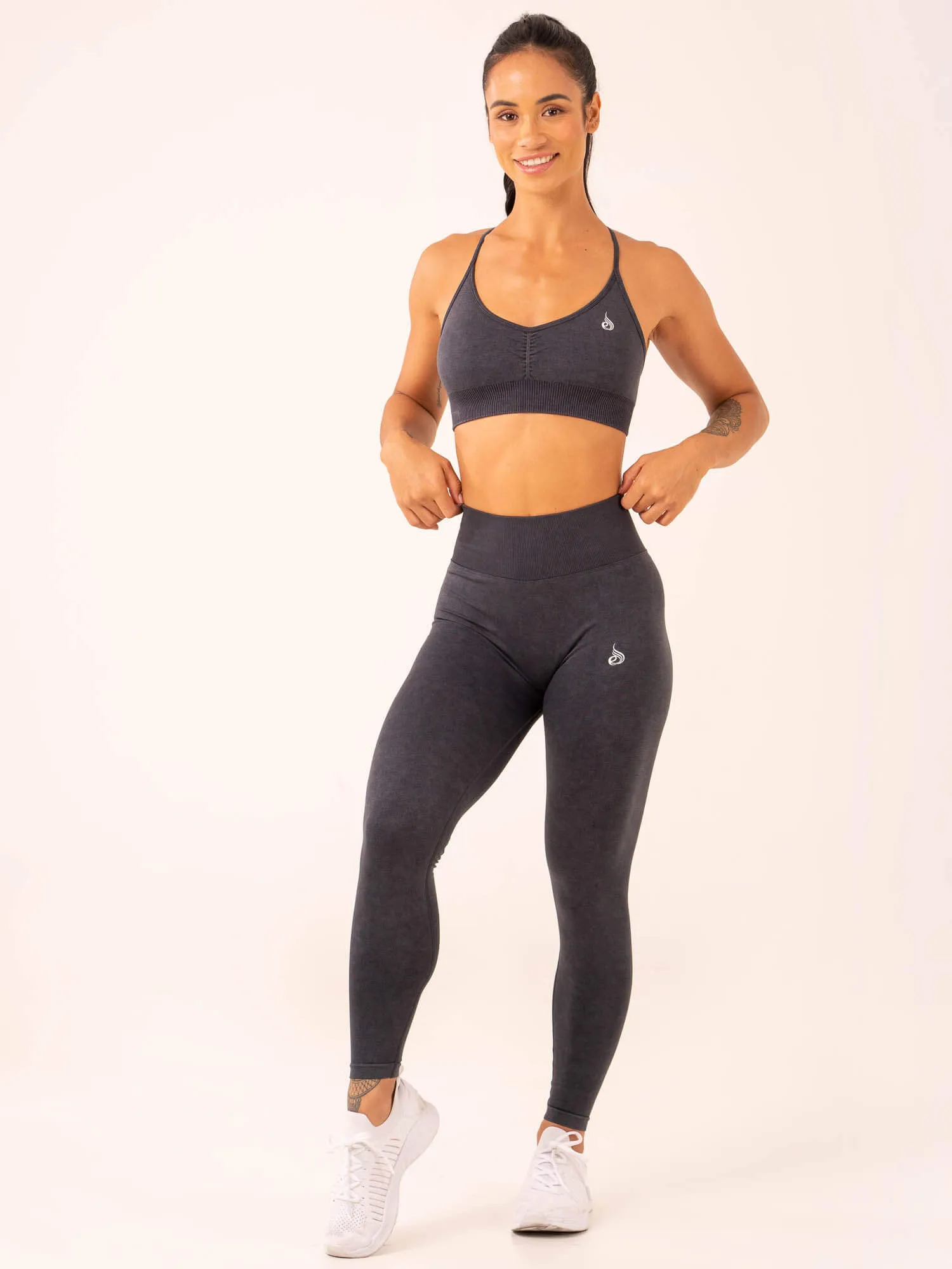 Stonewash Seamless Sports Bra - Black Stonewash