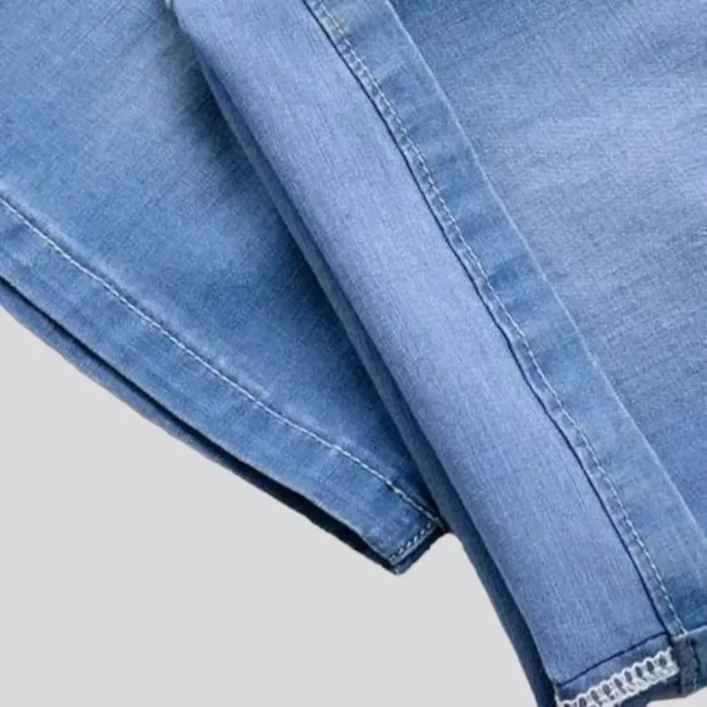 Straight ultra-thin men's denim shorts