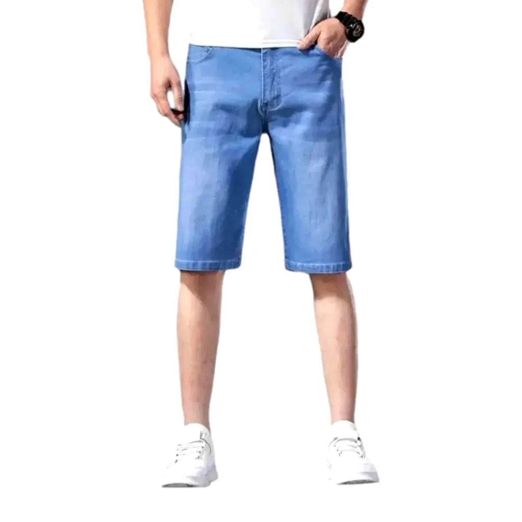 Straight ultra-thin men's denim shorts