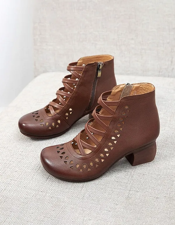 Summer Spring Cross Strap Vintage Chunky Shoes