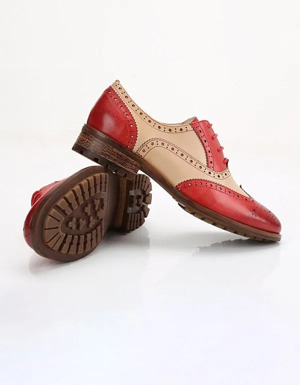 Two Tone Brogue Oxford Shoes for Women