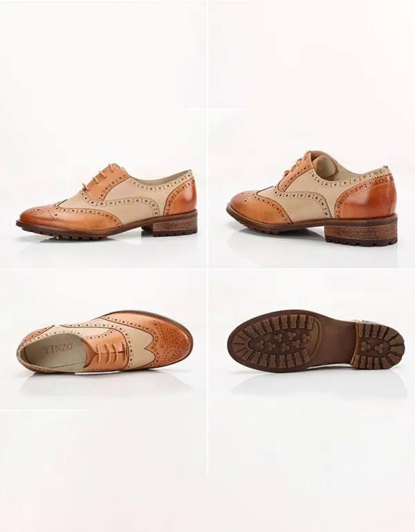 Two Tone Brogue Oxford Shoes for Women