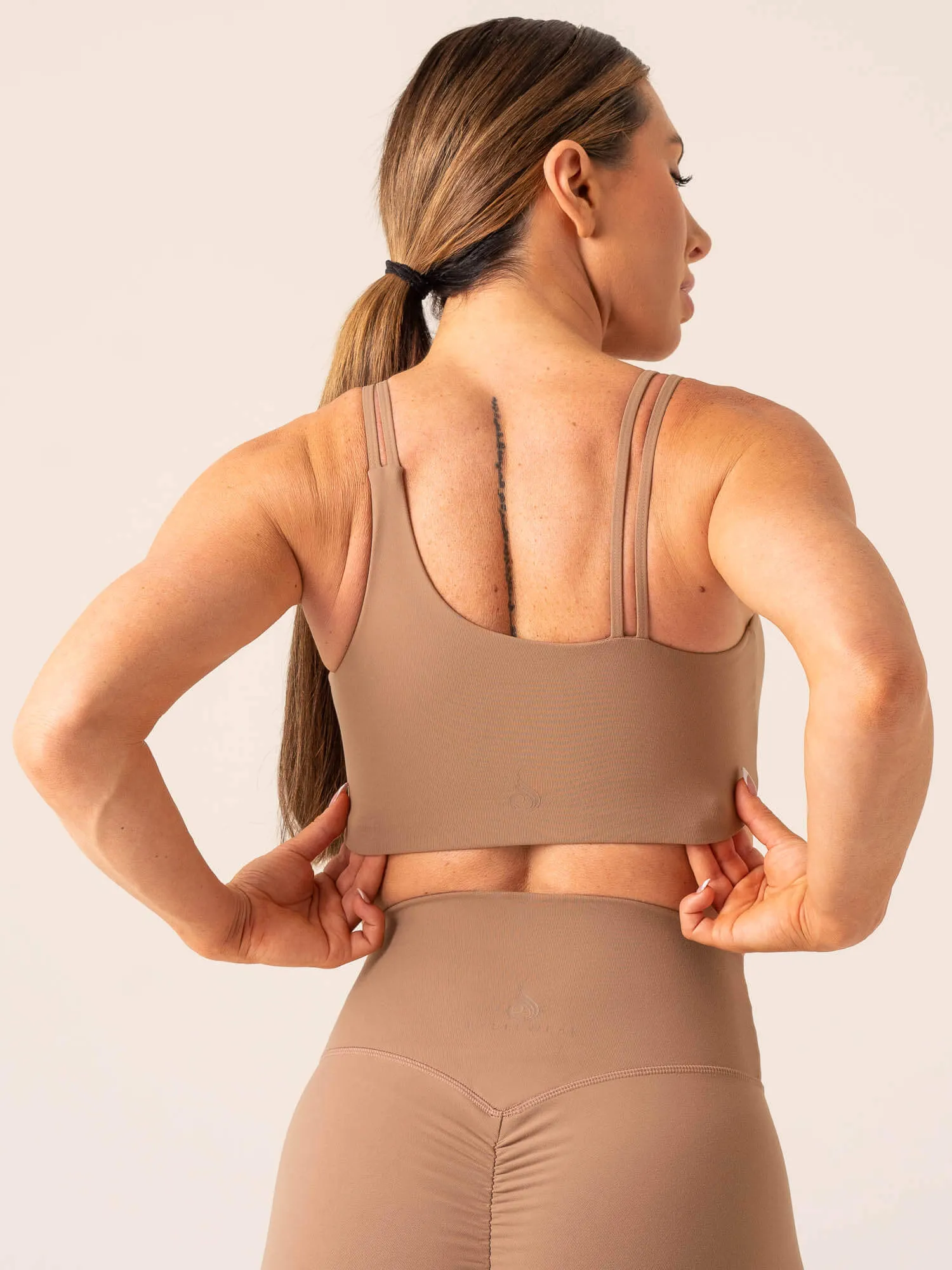 Unstoppable One Shoulder Sports Bra - Mocha