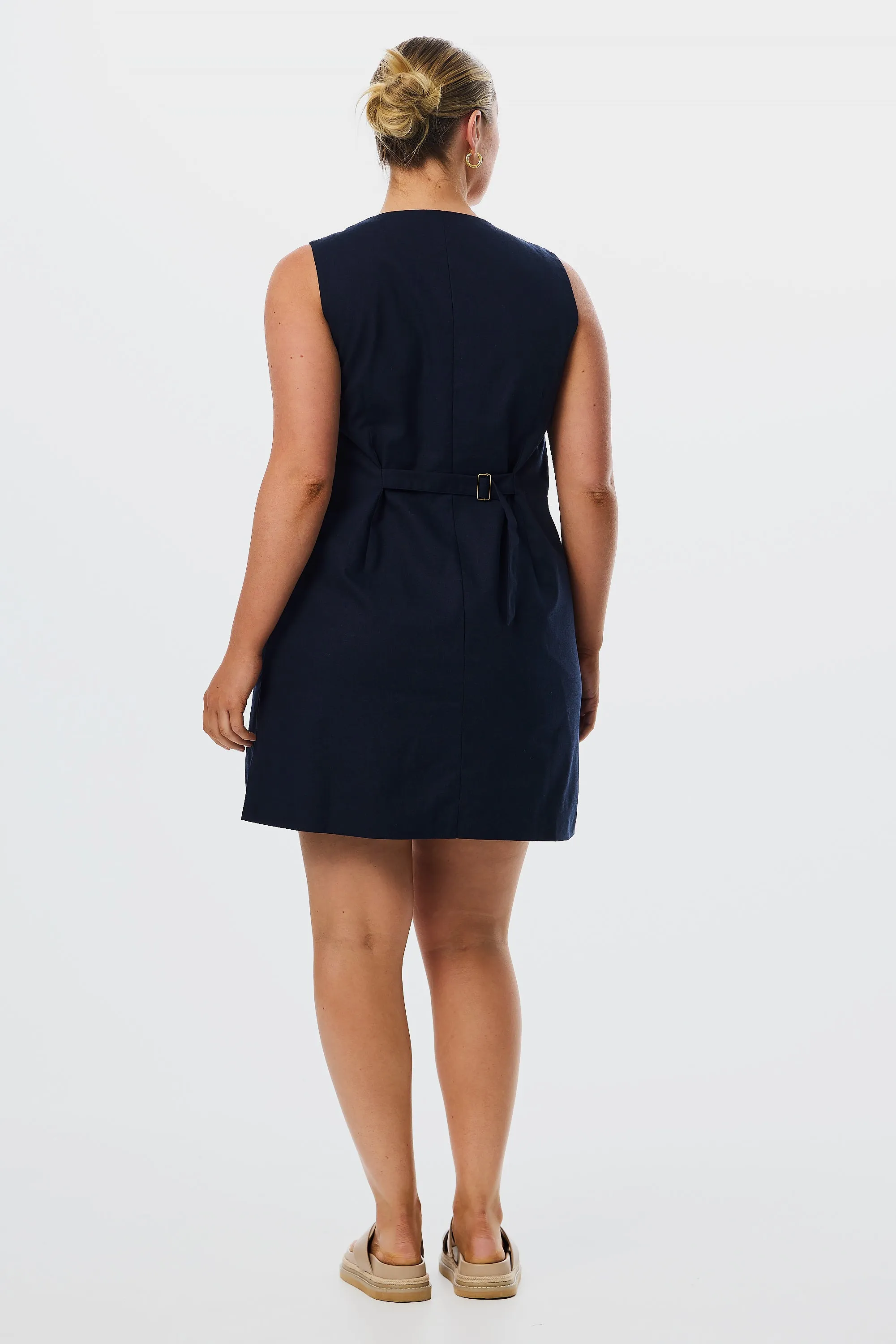 V Neck Mini Dress - Navy