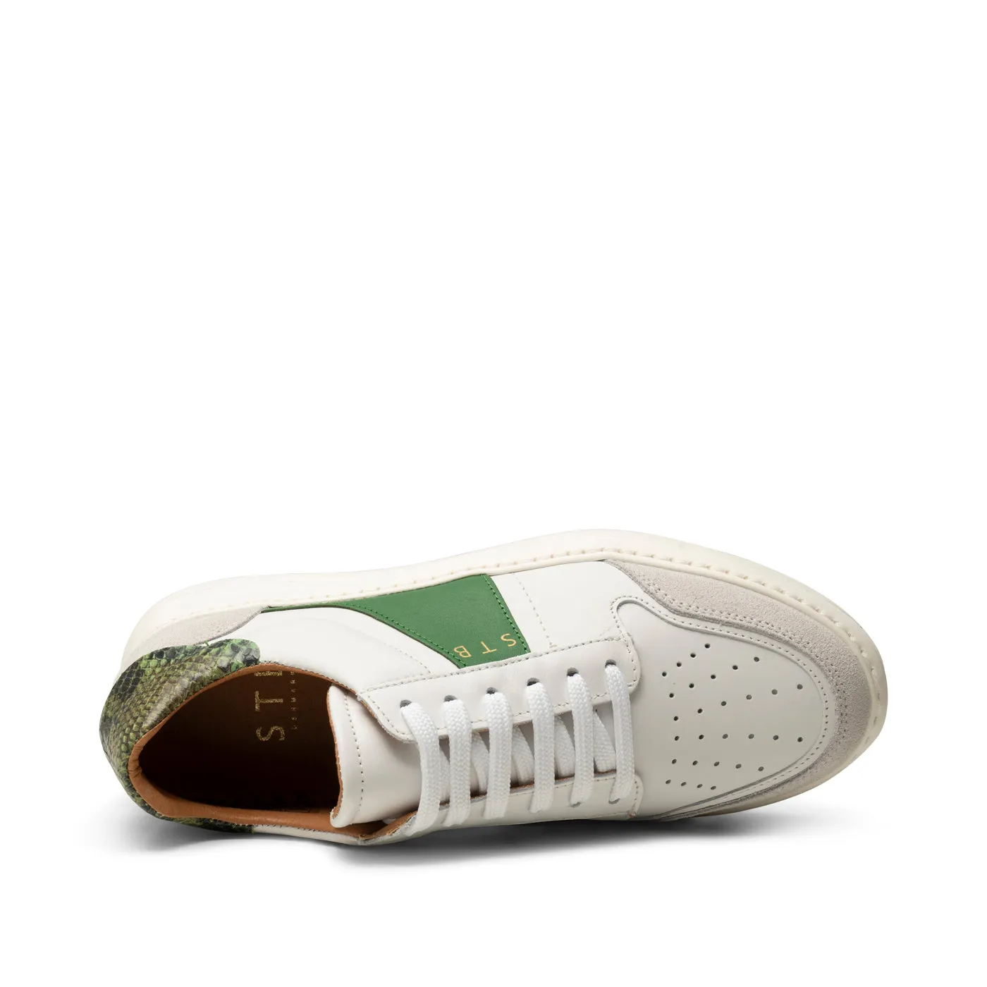 Valda sneaker suede leather - WHITE/GREEN MULTI