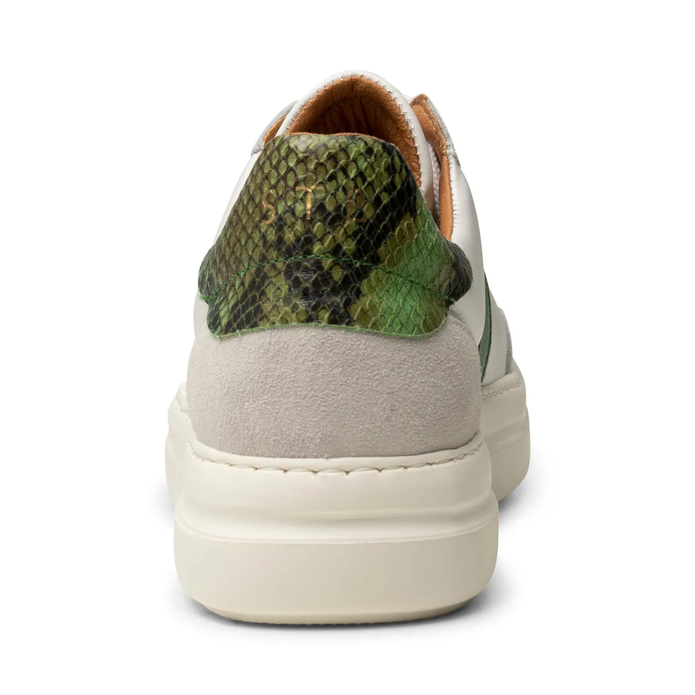 Valda sneaker suede leather - WHITE/GREEN MULTI