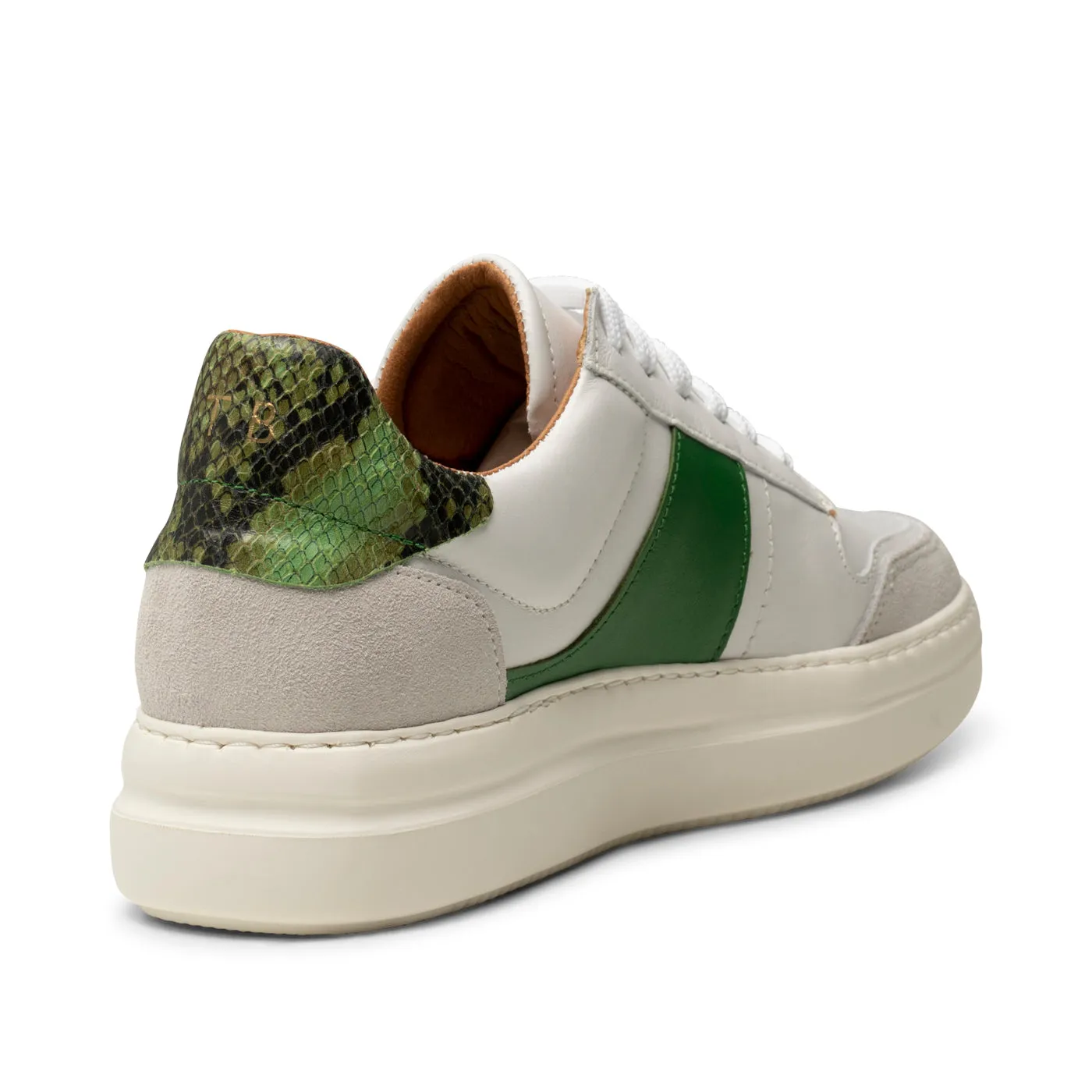 Valda sneaker suede leather - WHITE/GREEN MULTI