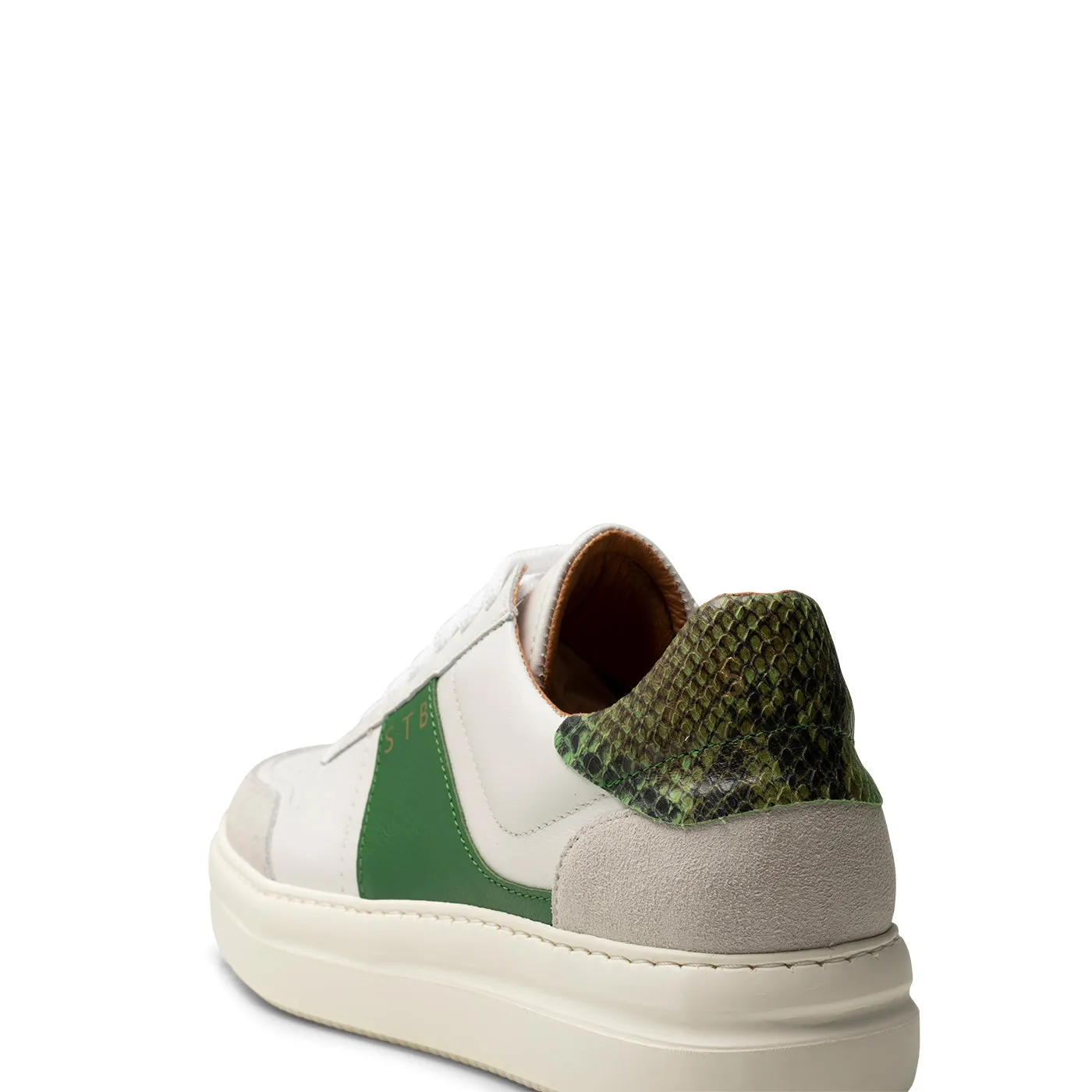 Valda sneaker suede leather - WHITE/GREEN MULTI