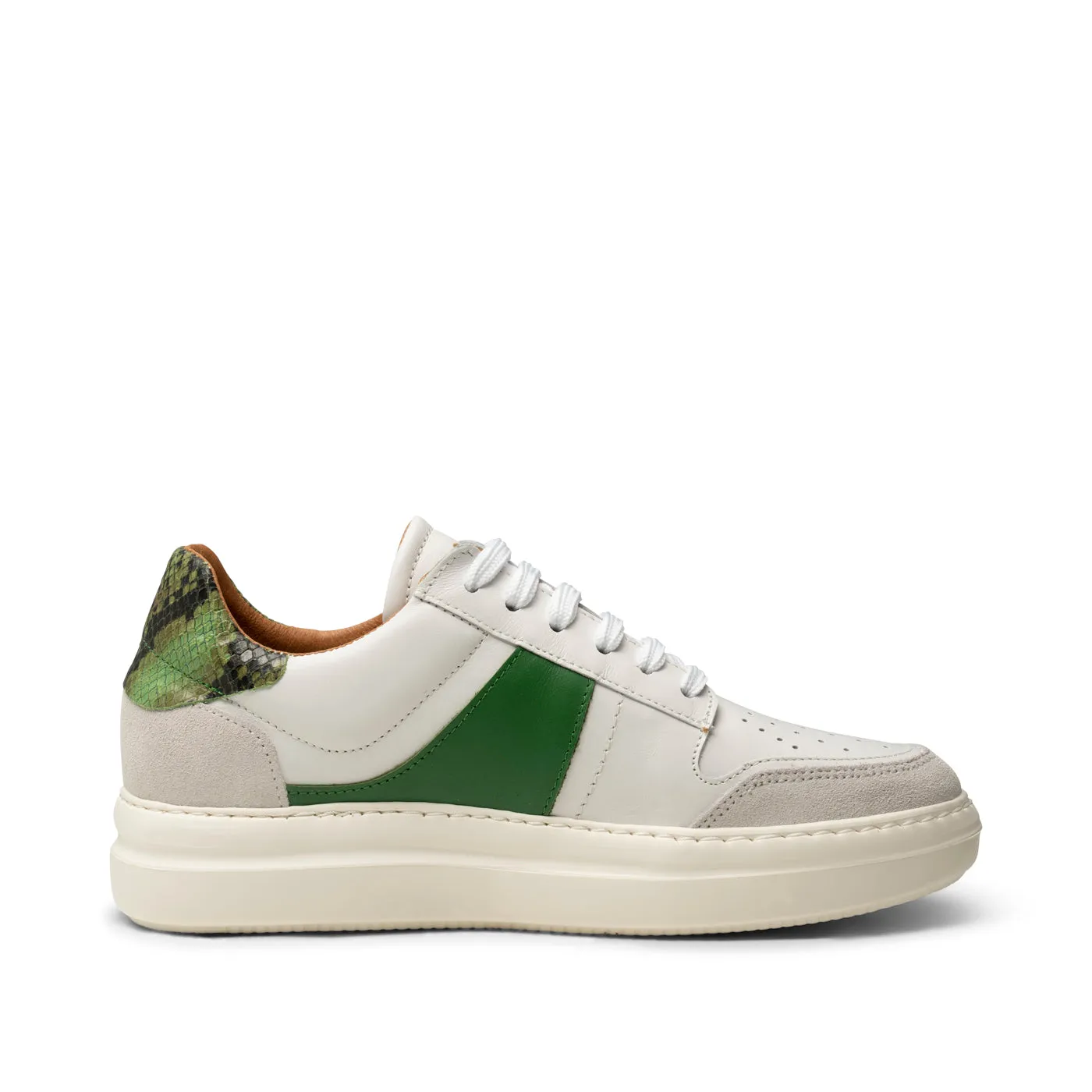 Valda sneaker suede leather - WHITE/GREEN MULTI