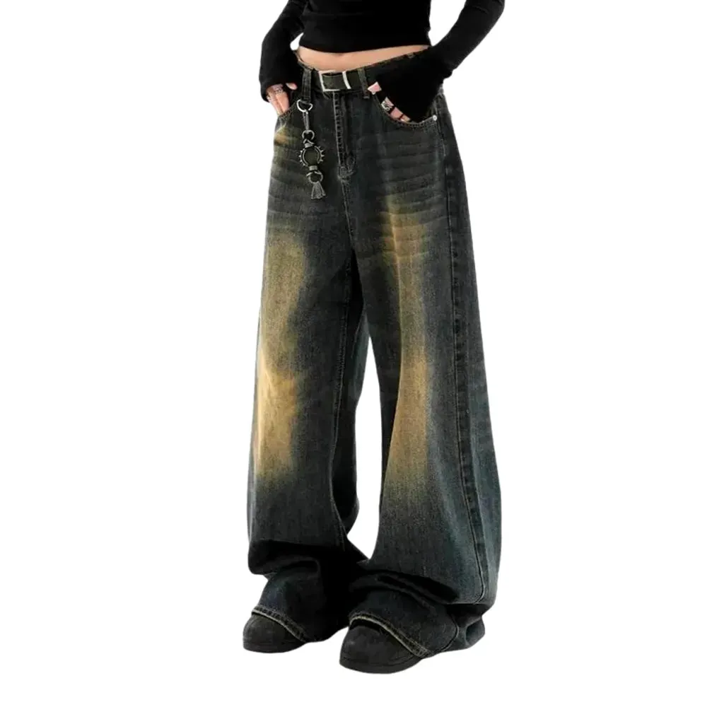 Vintage dark pattern baggy women's jeans