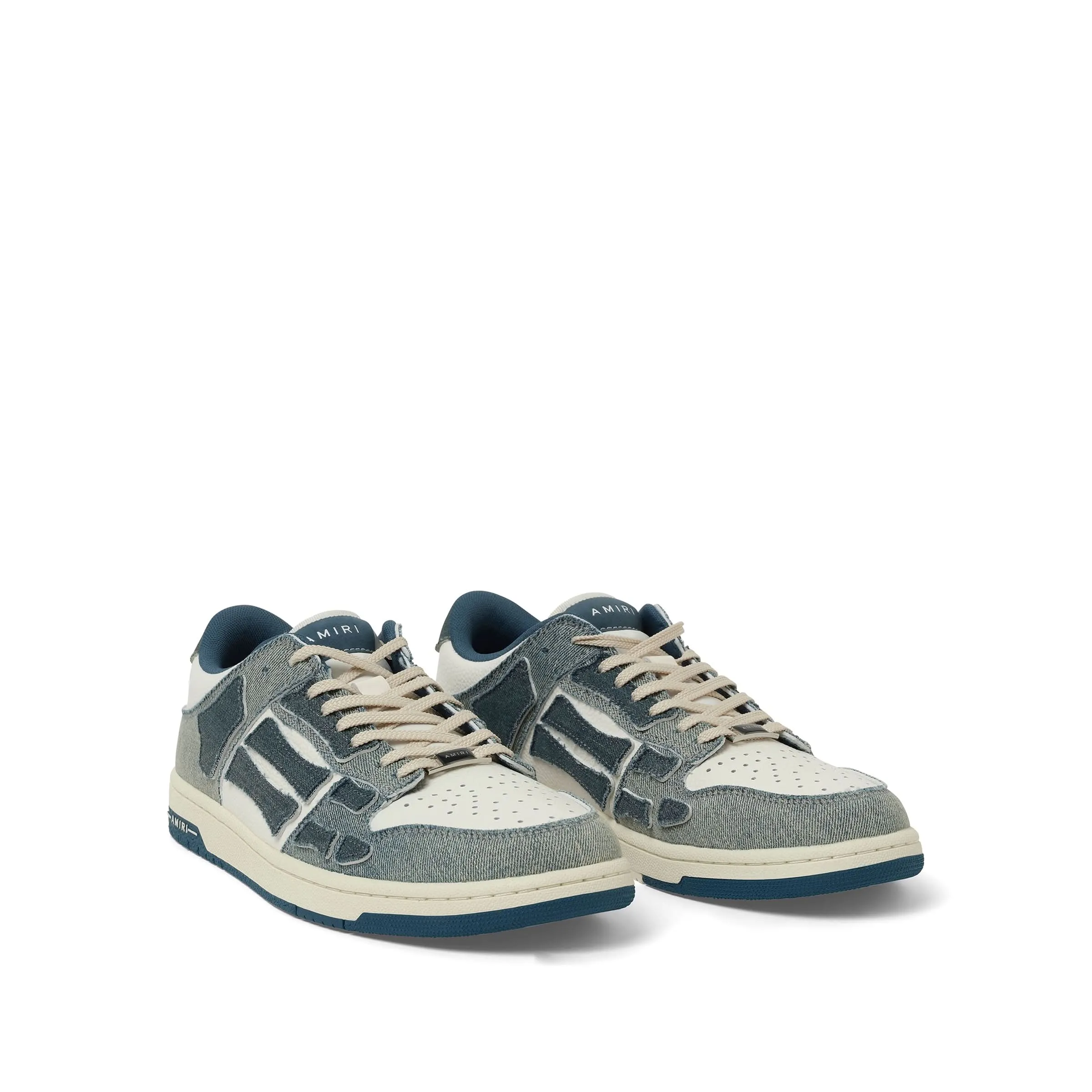 Vintage Denim Skeleton Low Sneaker in Slate Blue