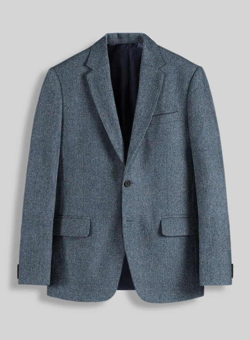 Vintage Herringbone Blue Tweed Jacket