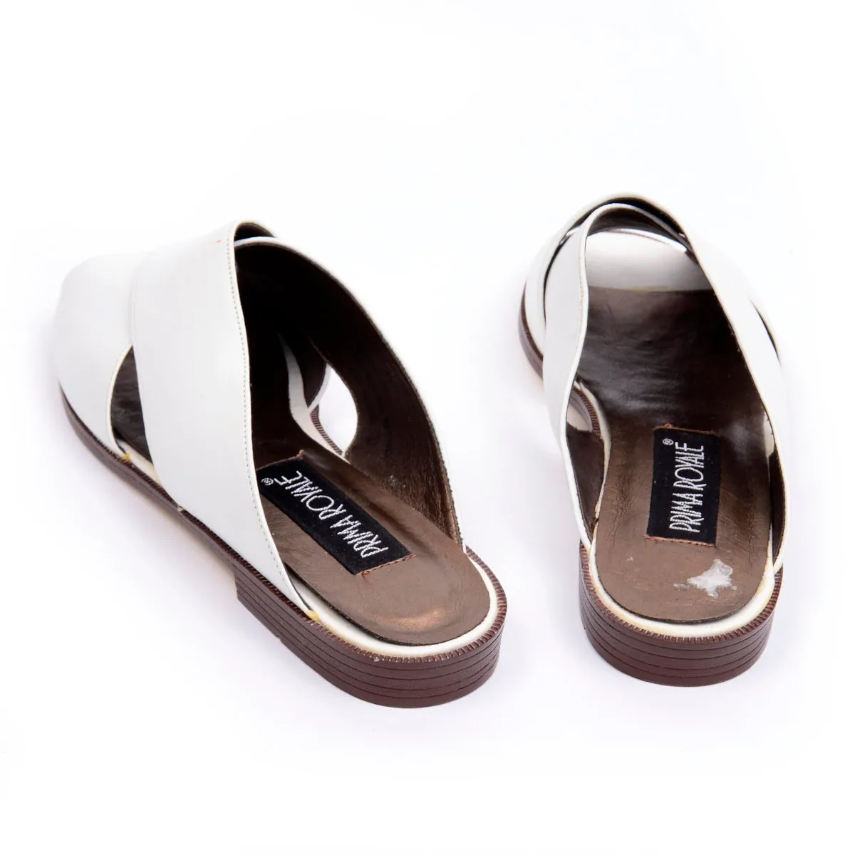 Vintage Prima Royale Crossover White Leather Slide Sandals 8