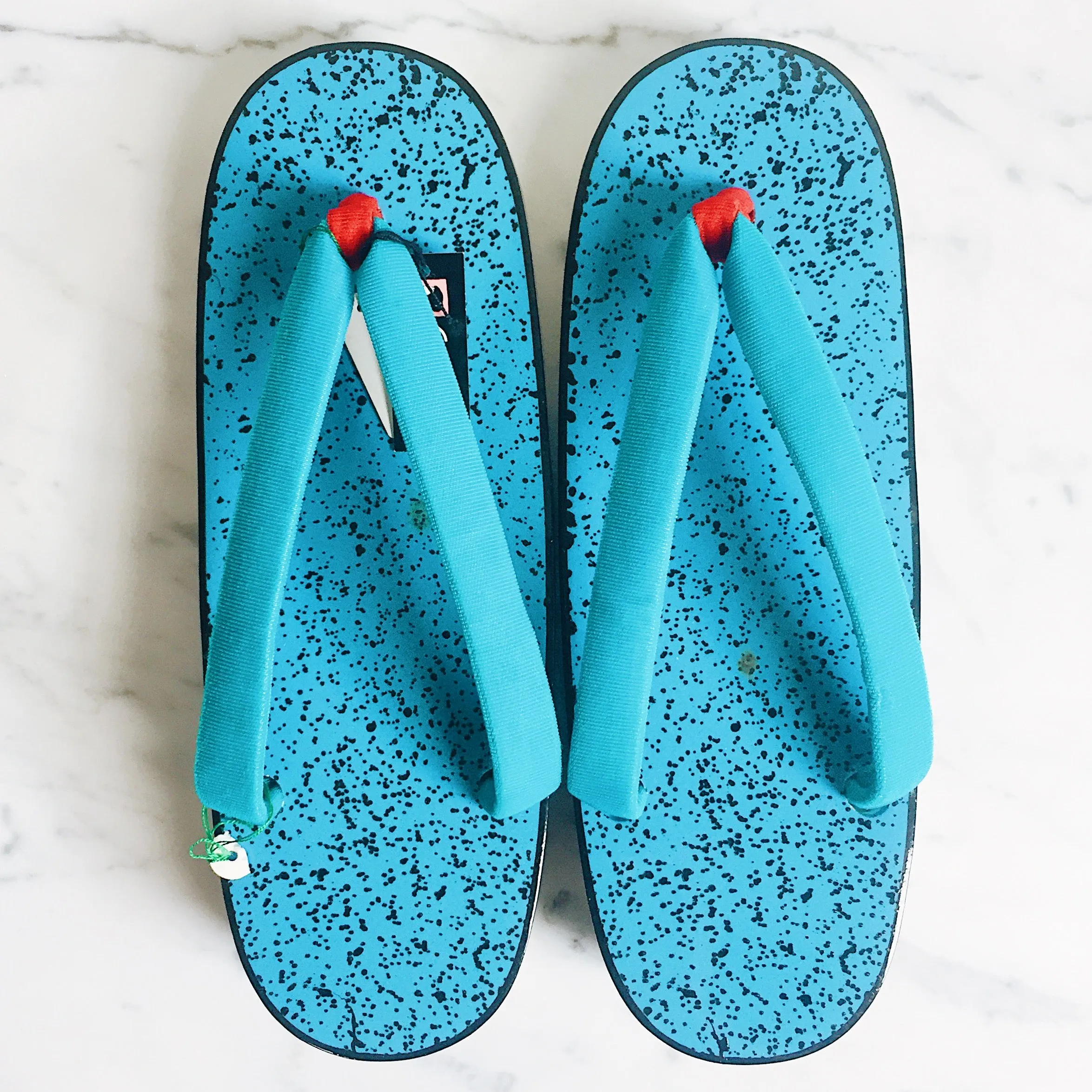 Vintage Speckled Turquoise Geta Slippers