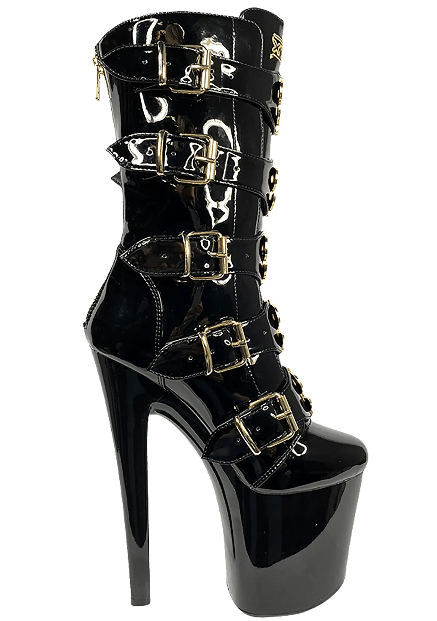 VIP Platform Heels in Black Gold