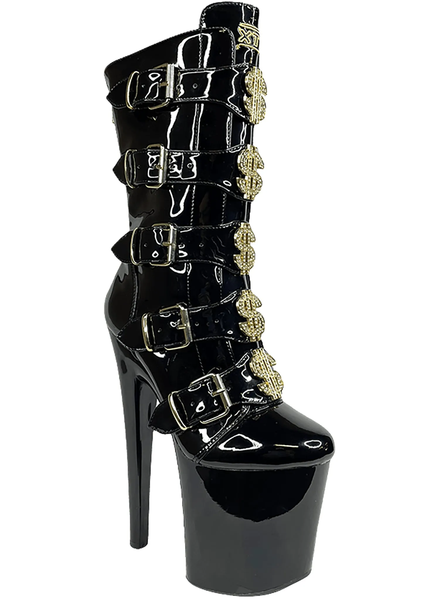 VIP Platform Heels in Black Gold