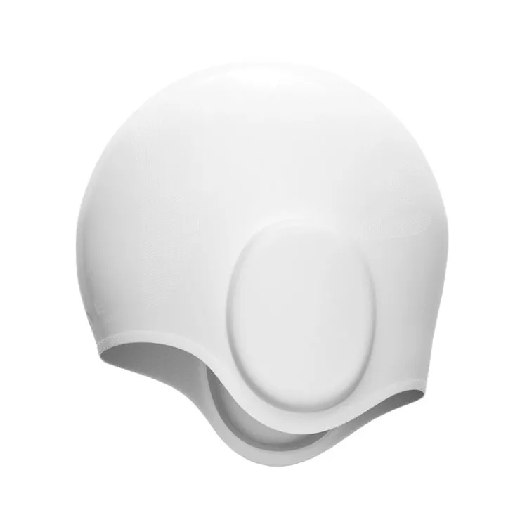 WAVE Waterproof Solid Color Ear Guard Silicone Swimming Cap, Color: White