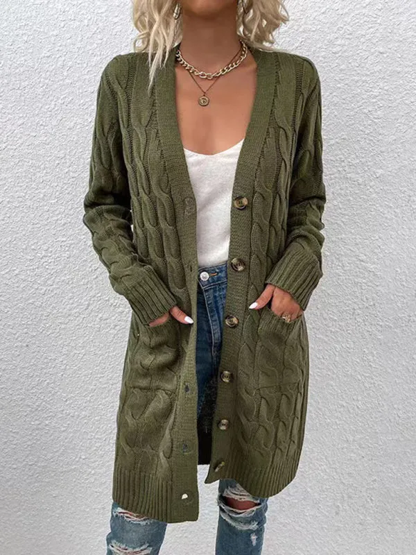 Wenkouban-Winter outfits ideas Women's outerwear fashionable long single-breasted casual cardigan jacket